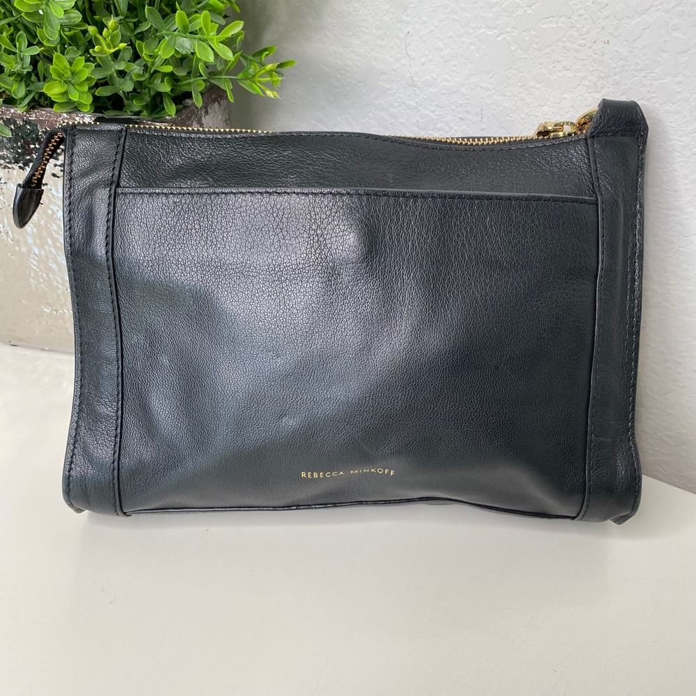 Rebecca Minkoff M.A.B. Black Leather Studded Flap Crossbody Chain Shoulder Bag - Picture 2 of 11
